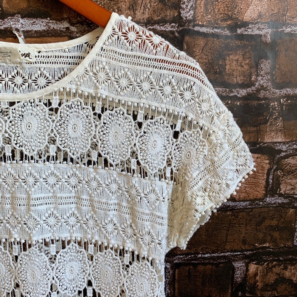 ☀️Anthropologie Karen Lace Top in Cream Color - Picture 3 of 5